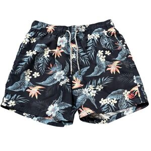 Island Haze Mens Tropical Floral Swim Trunks Navy‎ Blue Board Shorts Size Large